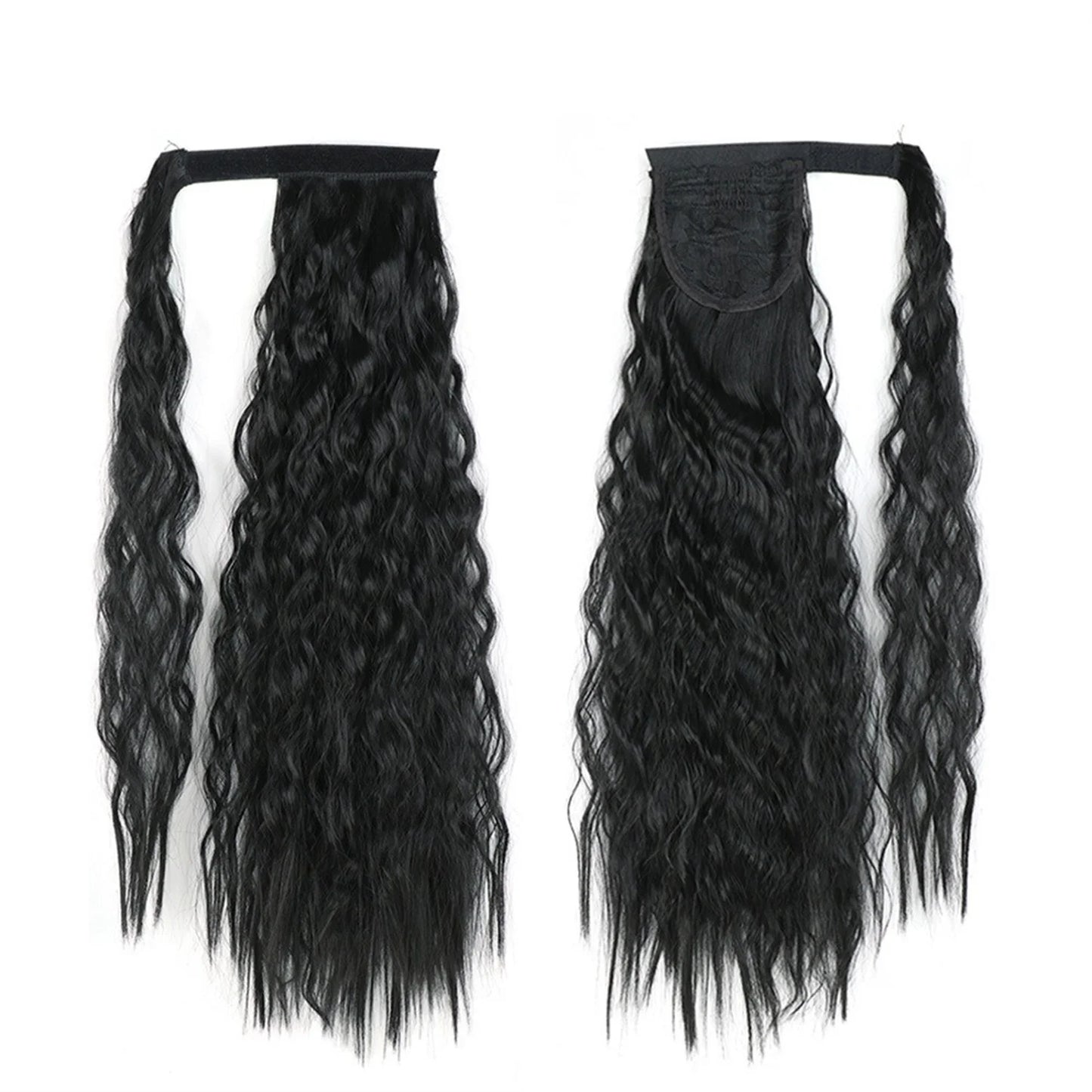 Messy Bun Hair Piece for Women 22" Long Curly Ponytail Extension Hairband Hair Clip Synthetic Puffy Ponytail Hair Extension Wrapped Bun Women'S Wig-Black