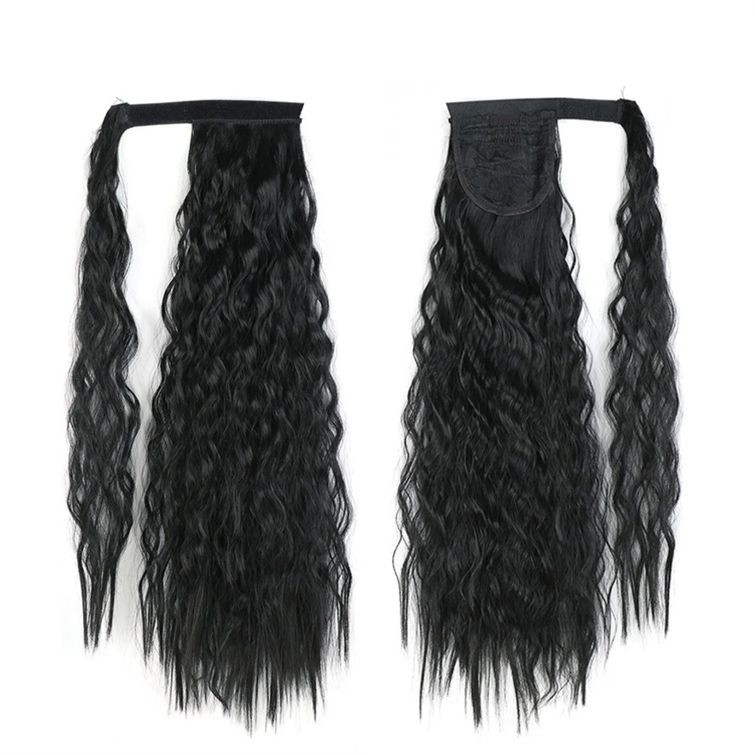 Messy Bun Hair Piece for Women 22" Long Curly Ponytail Extension Hairband Hair Clip Synthetic Puffy Ponytail Hair Extension Wrapped Bun Women'S Wig-Black