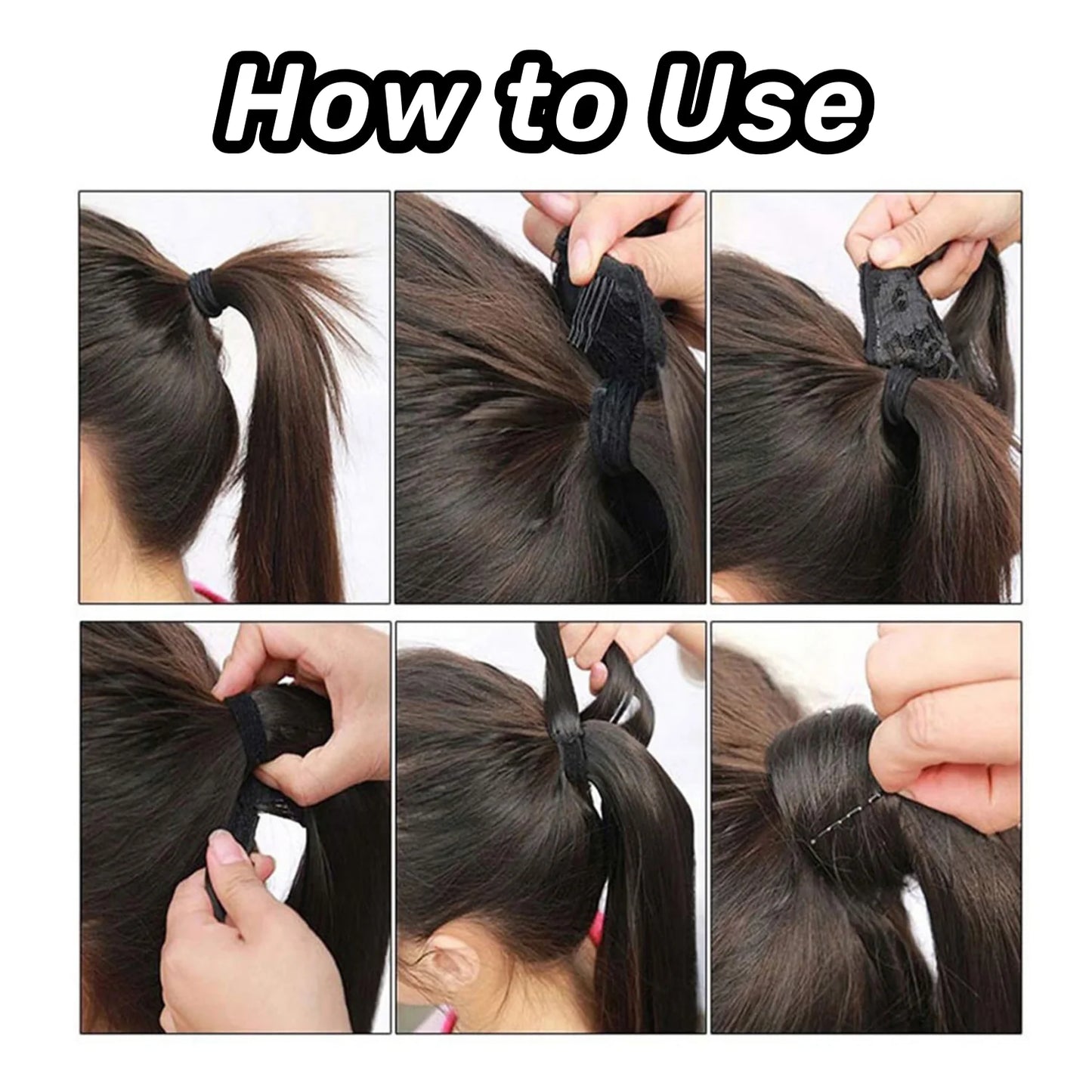 Messy Bun Hair Piece for Women 22" Long Curly Ponytail Extension Hairband Hair Clip Synthetic Puffy Ponytail Hair Extension Wrapped Bun Women'S Wig-Black